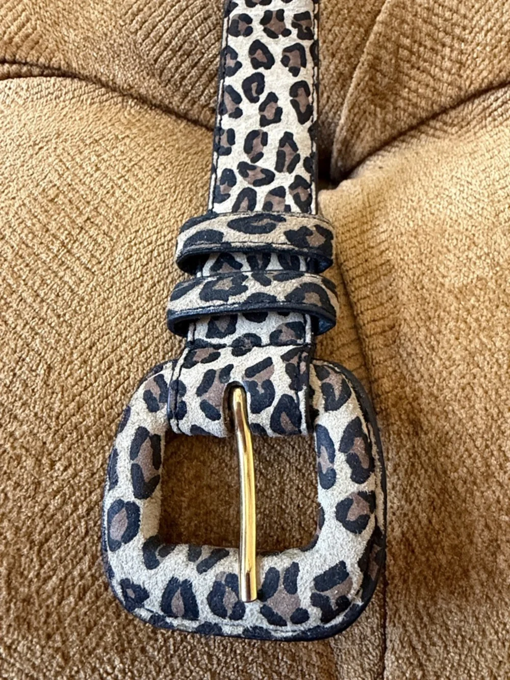 Women’s Animal Print Leather Belt Tan Black SIZE ML EUC